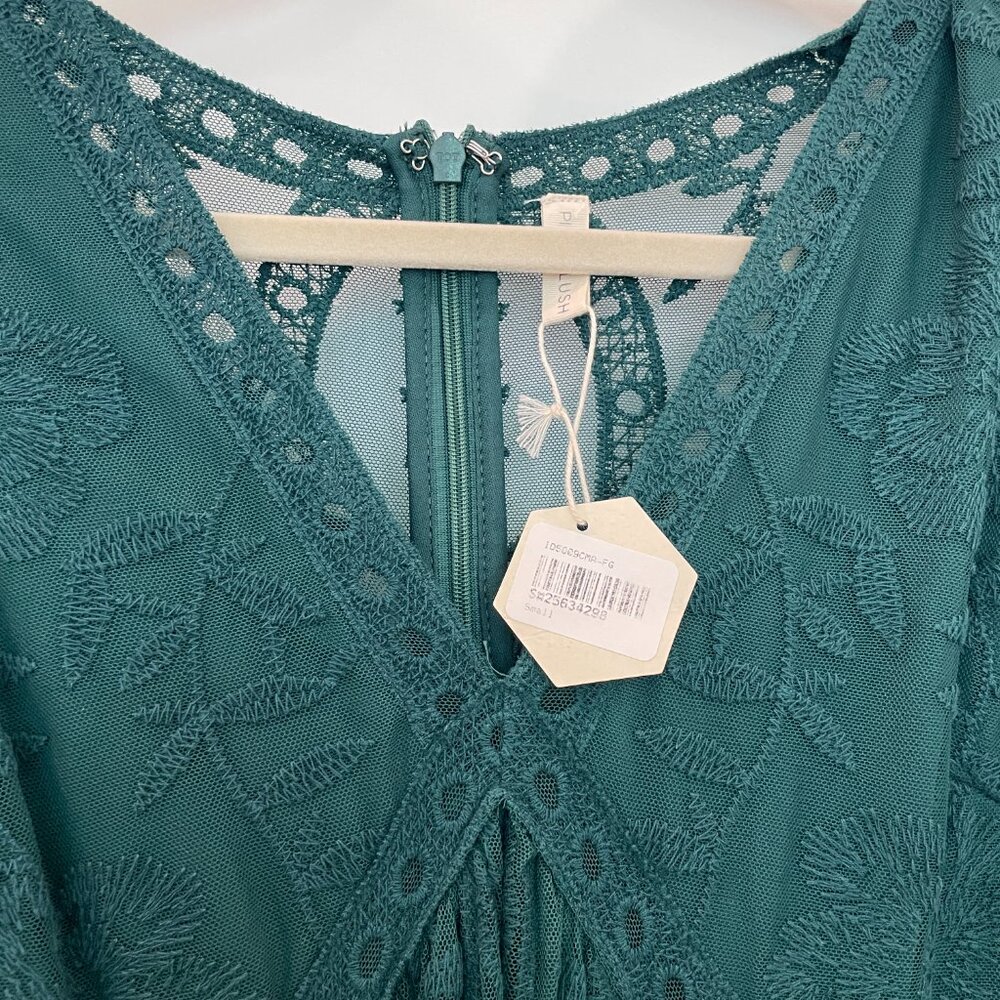 NWT PinkBlush Forest Green Lace Mesh Overlay Maxi Dress size small - Picture 5 of 13